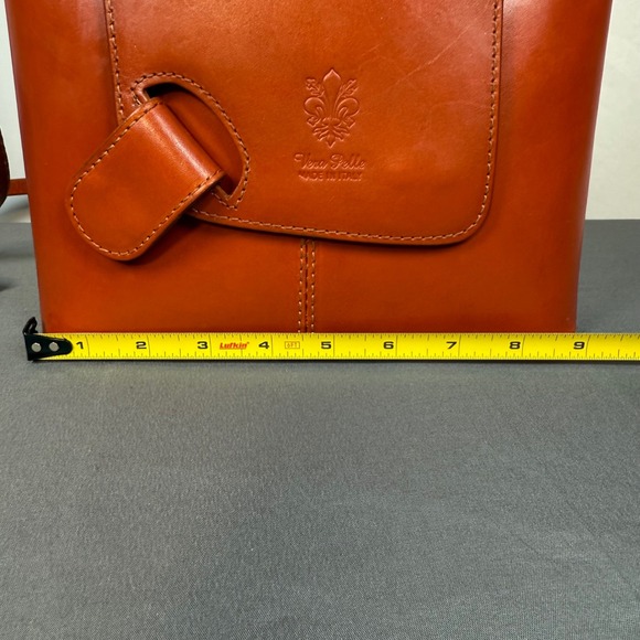 Italian Vera‎ Pelle Brown Leather Crossbody Bag Purse Magnetic Flap Closure - Picture 12 of 15